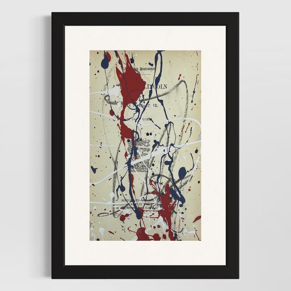 None Other - Original Abstract Art Painting 4.75x7.25” American Statesmen Signed #2